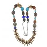 STERLING SILVER BEADED & SHELL FASHION NECKLACE