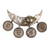 .925 &.900 SILVER VICTORIAN MOON & BAT 10C TOKEN B