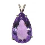 STERLING SILVER PEAR CUT AMETHYST PENDANT