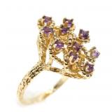 10K YELLOW GOLD AMETHYST COCKTAIL RING