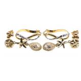 14K YELLOW GOLD FASHION EARRINGS - 3 PAIRS