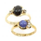 10K YELLOW GOLD LINDE STAR SAPPHIRE & DIAMOND RING