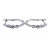 14K WHITE GOLD 0.54 CTW DIAMOND HUGGIE HOOP EARRIN