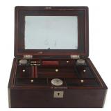 19TH C. WOODEN TRAVEL VANITY DRESSER BOX