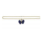 LAPIS & TOURMALINE BUTTERFLY STERLING VERMEIL NECK