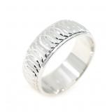 14K WHITE GOLD CIRCULAR PATTERN WEDDING BAND