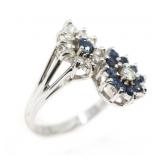 14K WHITE GOLD 0.50 CTW DIAMOND & BLUE SAPPHIRE RI