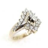 14K WHITE GOLD 1.21 CTW MARQUISE DIAMOND COCKTAIL