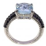 STERLING SILVER JUDITH RIPKA TOPAZ & TANZANITE RIN