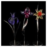 SWAROVSKI CRYSTAL FLOWER FIGURINES - LOT OF 3