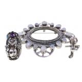 STERLING SILVER ENHANCER BROOCH & FASHION RINGS