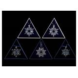 SWAROVSKI CRYSTAL SNOWFLAKE ORNAMENTS - LOT OF 5