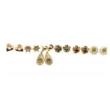14K YELLOW GOLD EARRINGS - JADE, SAPPHIRE, PEARL &