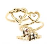 10K YELLOW GOLD HEART-DESIGN FASHION RINGS