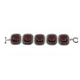 STERLING SILVER MAHOGANY OBSIDIAN TOGGLE BRACELET