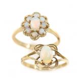 10K YELLOW GOLD OPAL FASHION RINGS