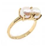 10K YELLOW GOLD WHITE PEARL FASHION RING