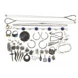 STERLING SILVER CHAINS, PENDANTS, EARRINGS, & RING