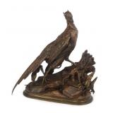 AFTER JULES MOIGNIEZ PHEASANT & WEASEL BRONZE SCUL