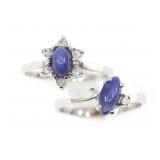 10K WHITE GOLD LINDE BLUE STAR SAPPHIRE FASHION RI