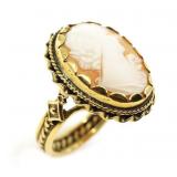 14K YELLOW GOLD SHELL CAMEO FASHION RING