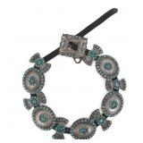 .925 SILVER ANDY CADMAN TURQUOISE & LEATHER CONCHO