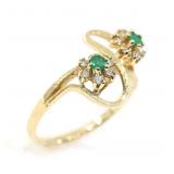 14K YELLOW GOLD DIAMOND & EMERALD FASHION RING