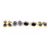 14K WHITE & YELLOW GOLD ONYX & SAPPHIRE EARRINGS