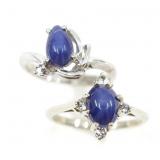 10K WHITE GOLD LINDE BLUE STAR SAPPHIRE FASHION RI