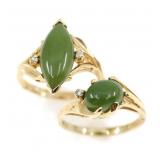 10K YELLOW GOLD JADE & DIAMOND FASHION RINGS