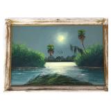 AL HAIR FLORIDA HIGHWAYMEN OIL PAINTING NIGHT MARS