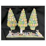 3 Easter Egg Shimmer Topiary Wall Hangings & Sign