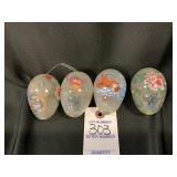 4 Reverse Hand Painted Glass Egg Asian Style