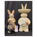 Bunny Rabbit w/ Lantern & Gardener Rabbit Statues