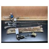 Collection of Vintage Fishing Rods and Reels