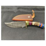 Damascus Steel Knife With Sheath