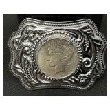 Silver Belt Buckle with 1922 Peace Dollar