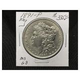 1891-P Morgan Silver Dollar MS 63
