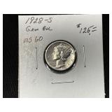1928-S Mercury Dime Gem BU MS60