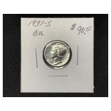 1931-S Mercury Dime in BU Condition
