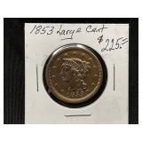 1853 Braided Hair Large Cent Coin