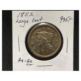 1852 U.S. Large Cent Coin AU-BU