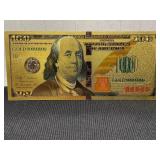 Gold-Plated $100 Benjamin Franklin Note