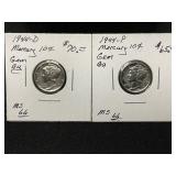 1944 Mercury Dimes, MS66, Gem BU