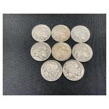 Group of Eight Buffalo Nickels