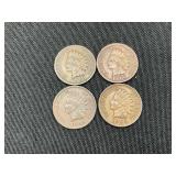 Set of Four Indian Head Pennies (1903-1905)