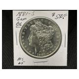 1881-S Morgan Silver Dollar MS 65