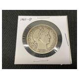 1911-D Barber Half Dollar in Holder