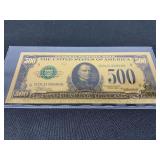 Gold-Colored $500 Collectible Note
