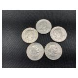 Set of Five 1979 Susan B. Anthony Dollars